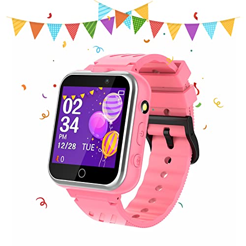 Retysaz Smart Watch für Kinder, 24 Spiele, Schrittzähler, 2 HD-Kameras, modische Smartwatches für Kinder von 3 bis 14 Jahren, tolle Geschenke für Mädchen und Jungen (Rosa)